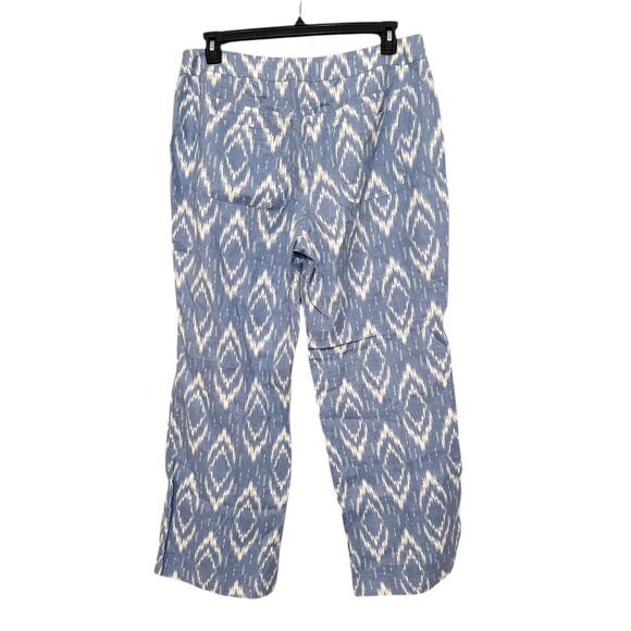 Chico's Sz 2 Large / 12 Blue 100% Linen Ikat Pants Coastal Beachy Lightweight - Picture 6 of 6